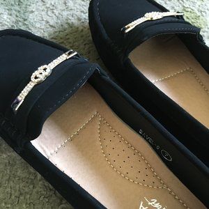 NEW! Black Rhinestone Bavel Bit Loafers
